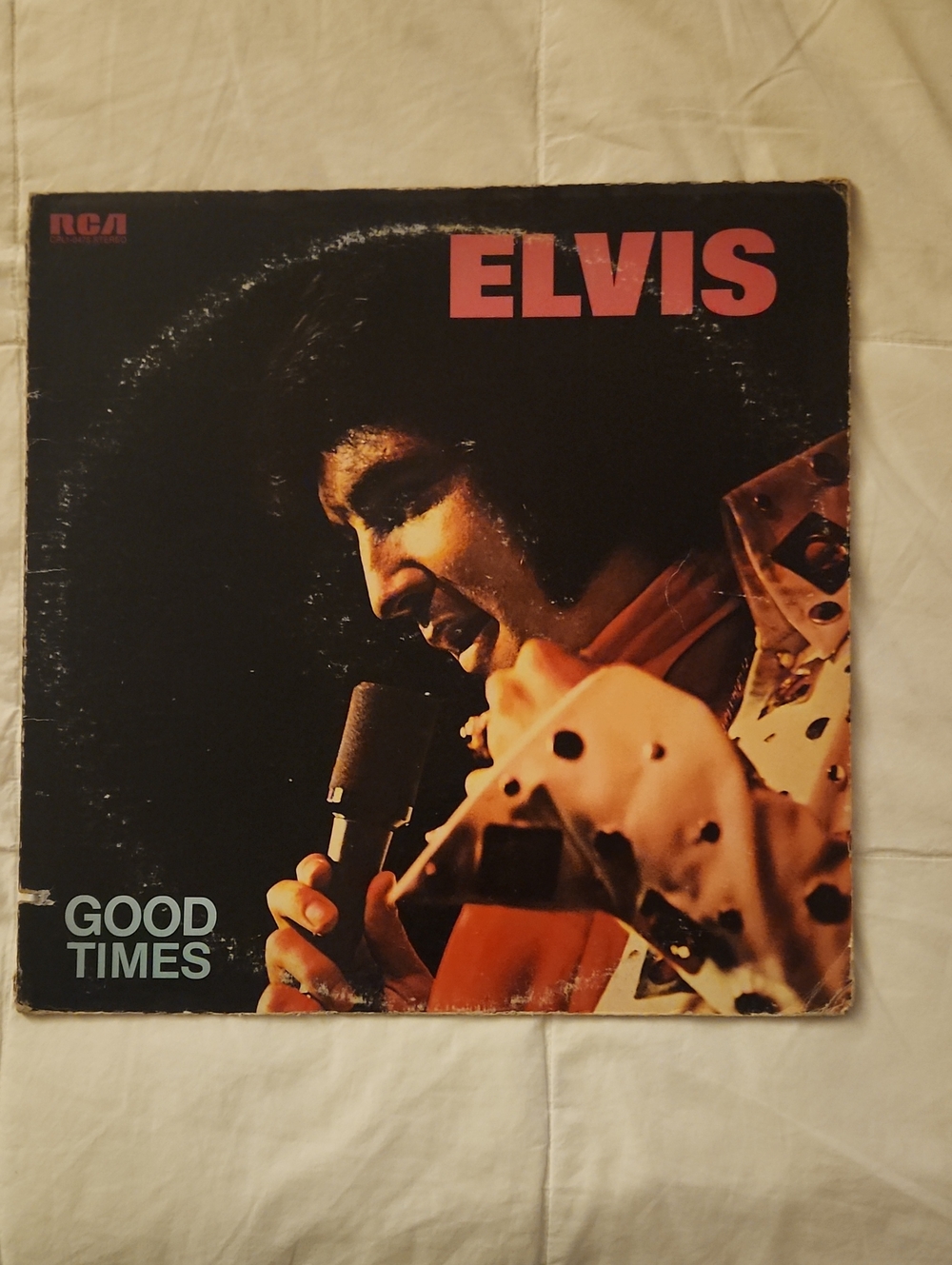 Elvis Good Times Vinyl Record - MY TOP 50 ON DISPLAY WALL! Cover Needs Glue!
